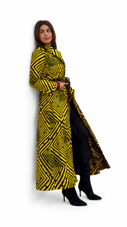 Brown/Yellow two tone Trench Coat