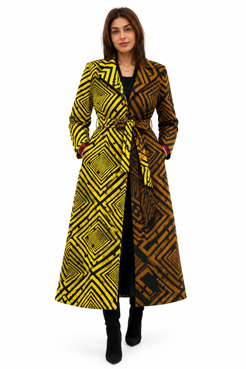 Brown/Yellow two tone Trench Coat