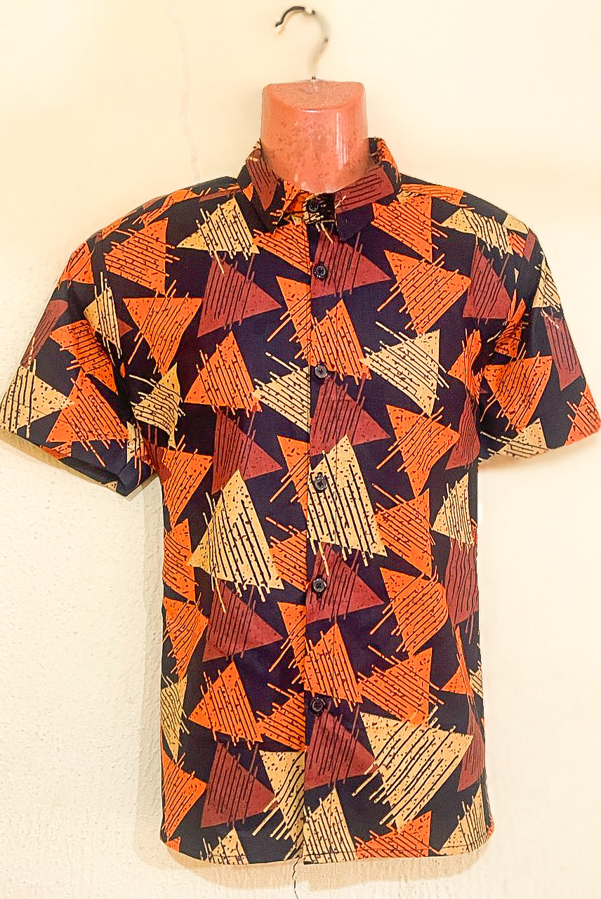 Tropical Short sleeve shirt ( Orange Hue)