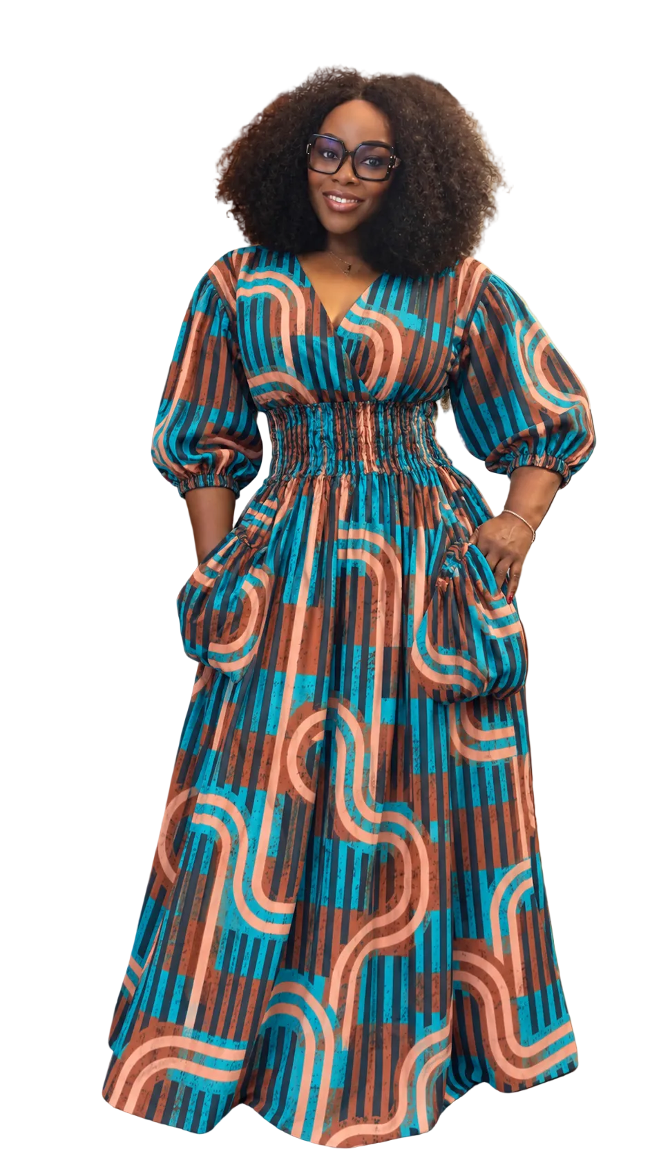 Two piece smoking blouse and baggy skirt