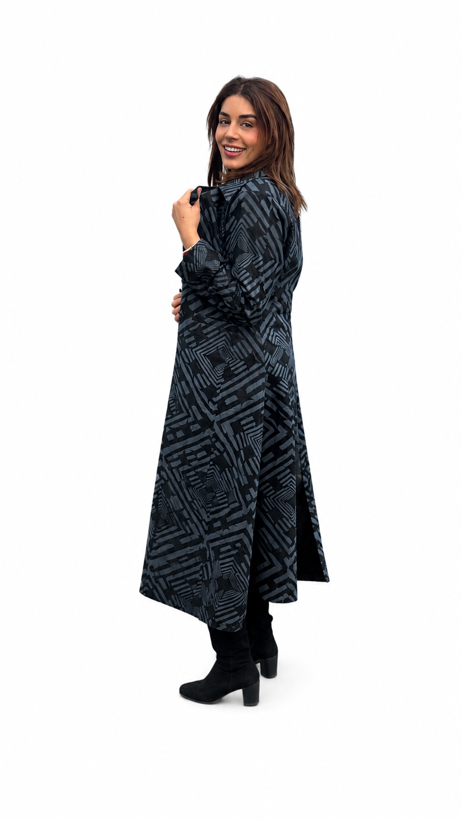 Black/white two tone Trench Coat