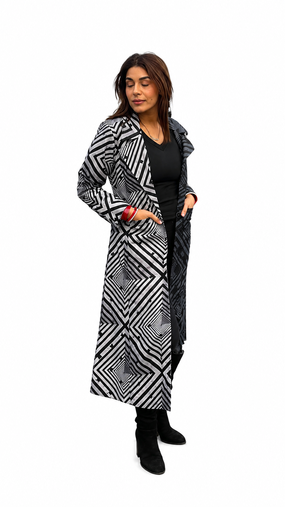 Black/white two tone Trench Coat