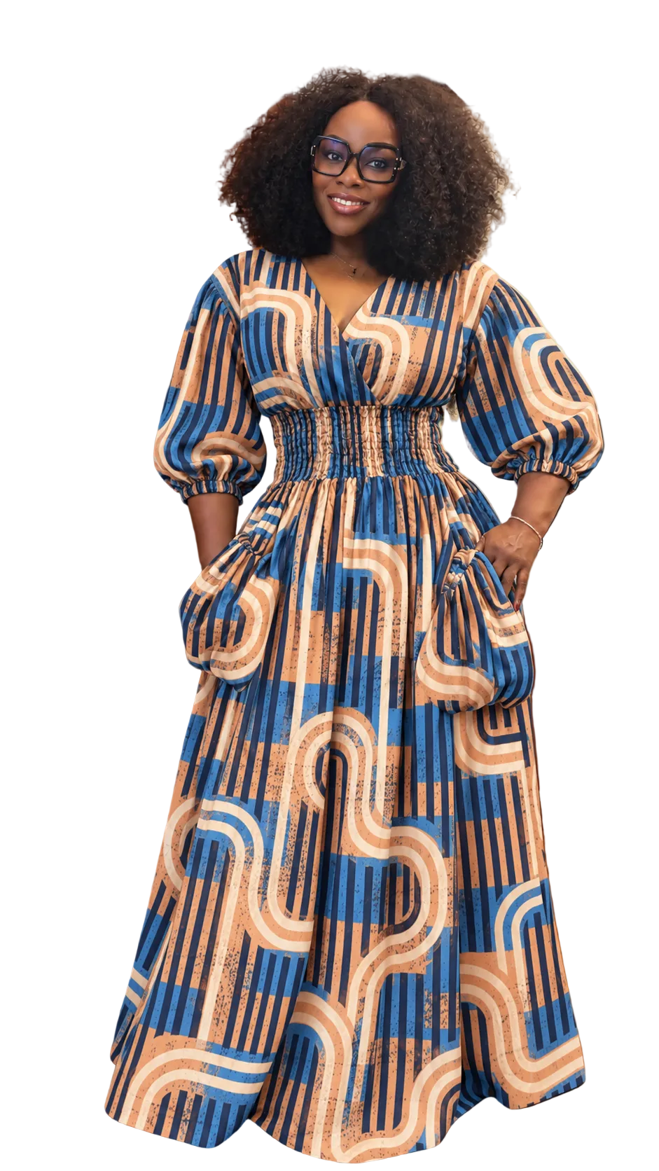 Two piece smoking blouse and baggy skirt