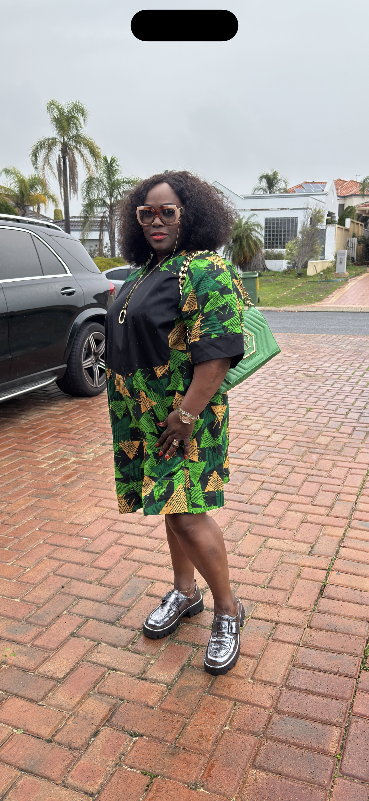 Green diamond short boubou