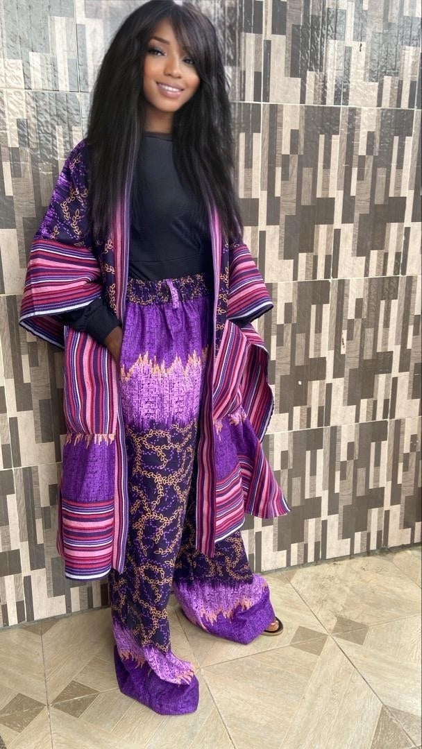 Kimono pants sets with Aso Oke