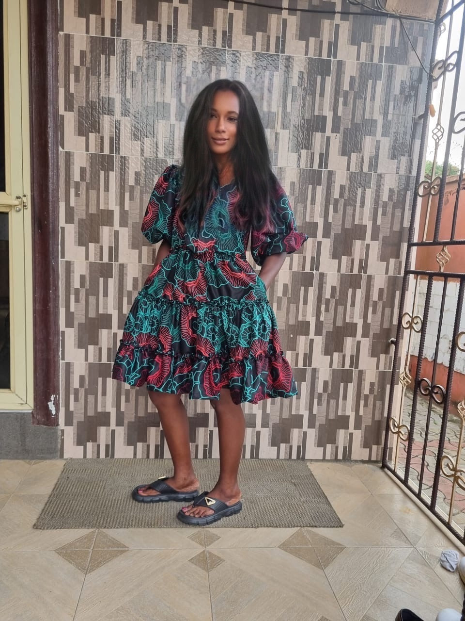 Red paramecium bohemian gown