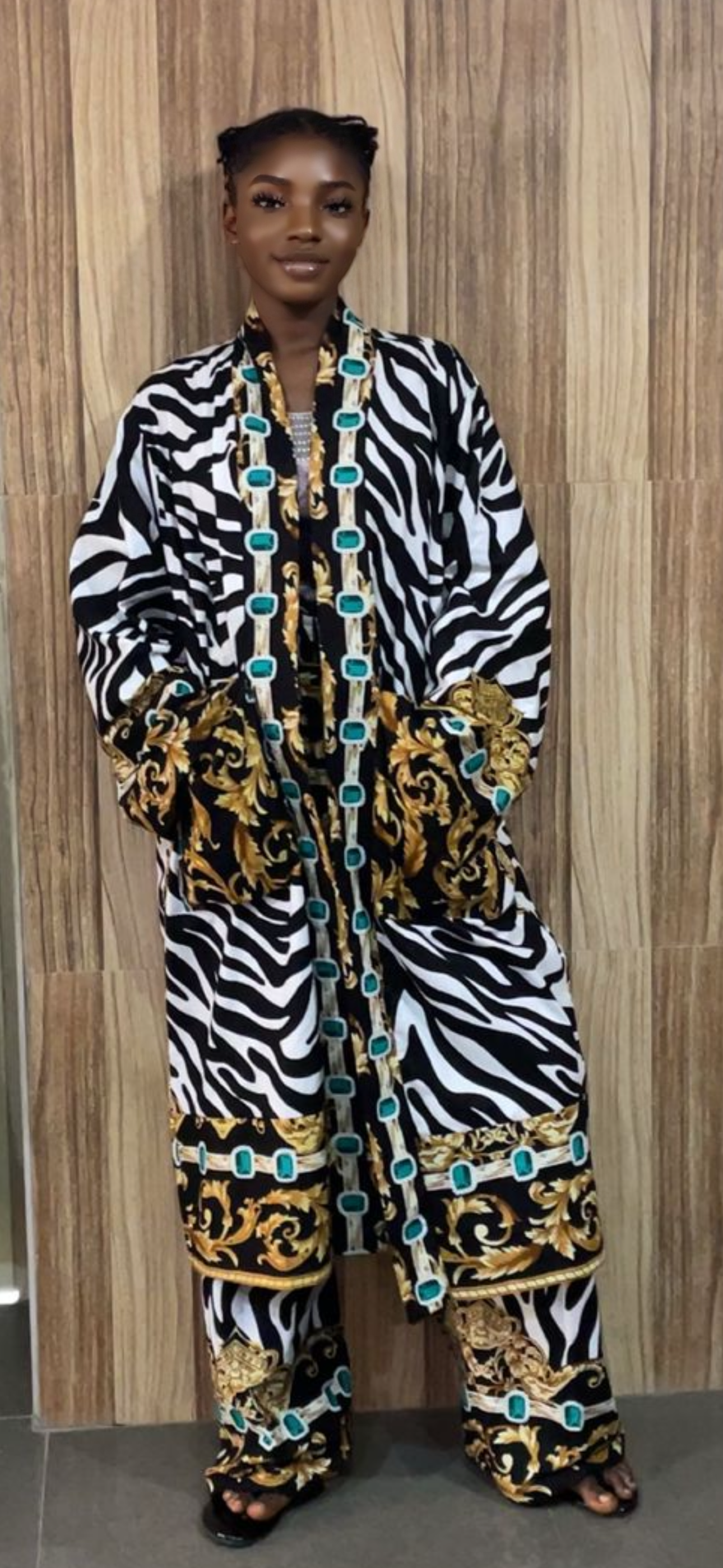 Zebrald two piece kimono set