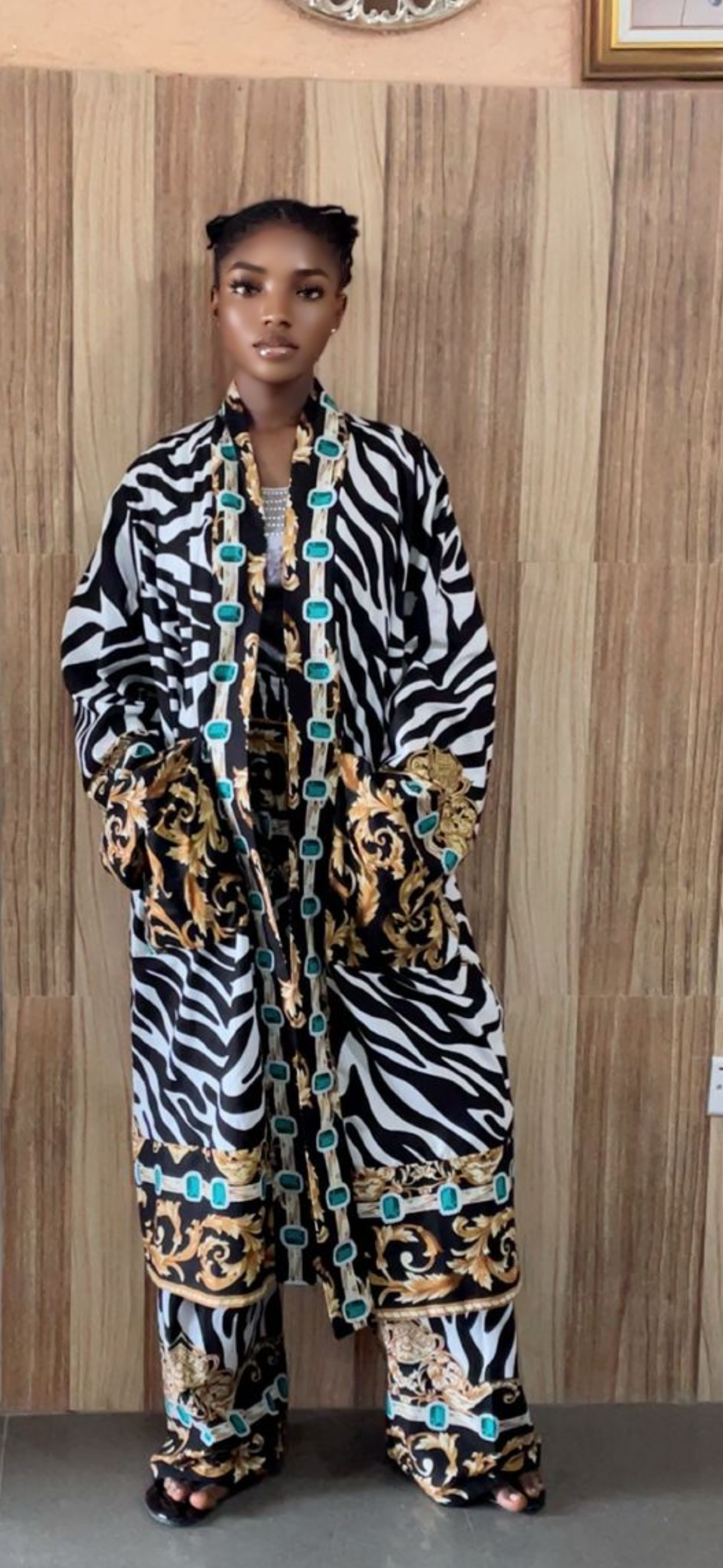 Zebrald two piece kimono set